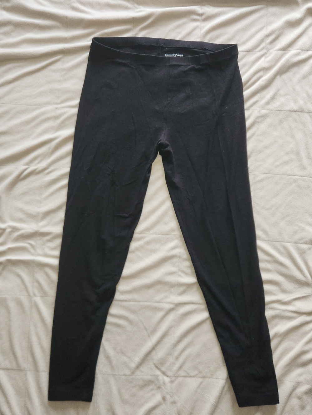 Simply Vera Vera Wang Black Stretch Cotton Leggings. Womens Large